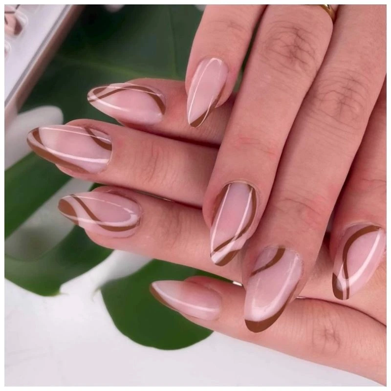 DUFFBEAUTY Reusable Press-On Manicure Nails - Cappuccino Swirl 6 DUFFBEAUTY Reusable Press-On Manicure Nails - Cappuccino Swirl - Billede 4