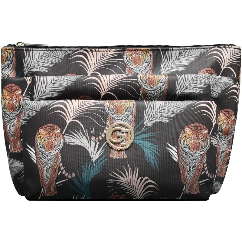 Gillian Jones 3 Room Cosmetics Bag - Palm Print 10009 3 Gillian Jones 3 Room Cosmetics Bag - Palm Print 10009