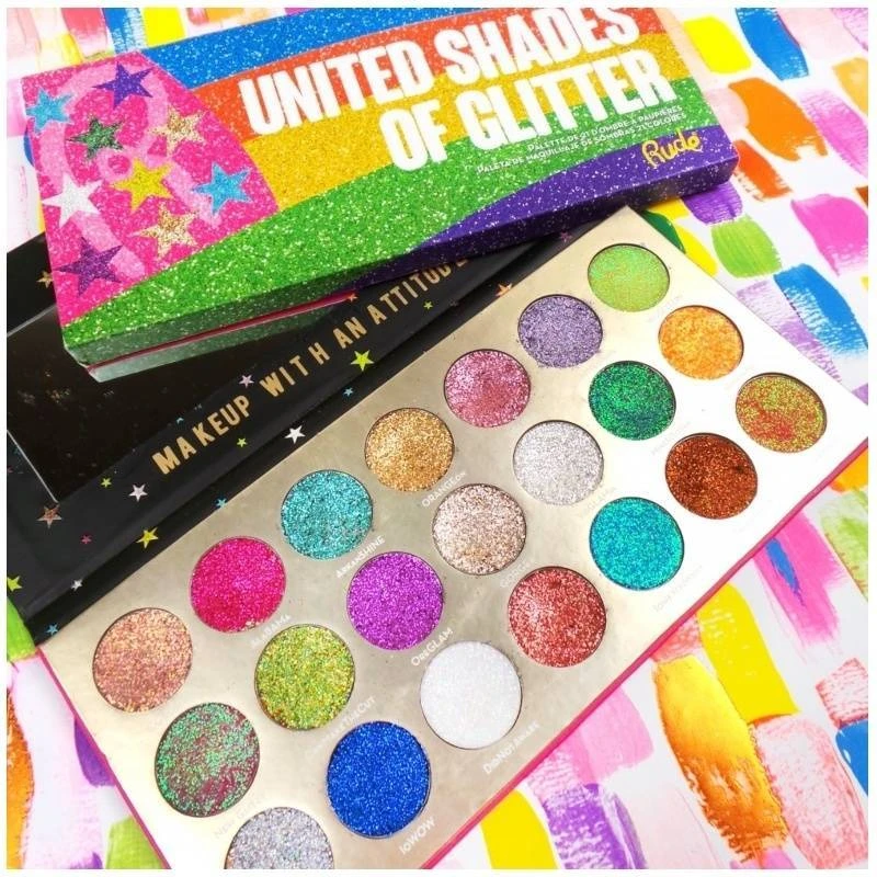 Rude Cosmetics United Shades Of Glitter - 21 Pressed Glitter Palette 5 Rude Cosmetics United Shades Of Glitter - 21 Pressed Glitter Palette - Billede 3
